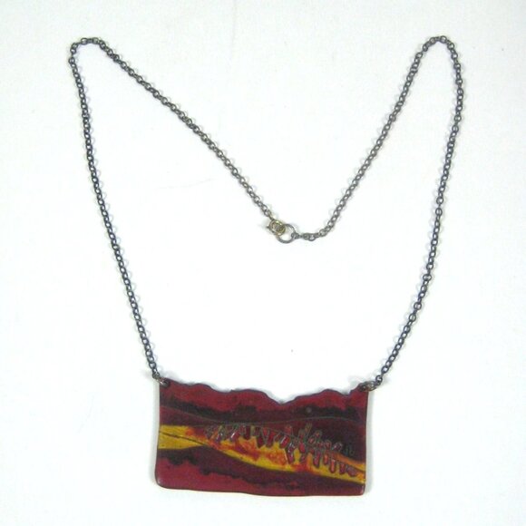 Frances Stikine 2 Necklace Abstract Enamel Pendant 25 in Bib Vintage - Picture 2 of 10
